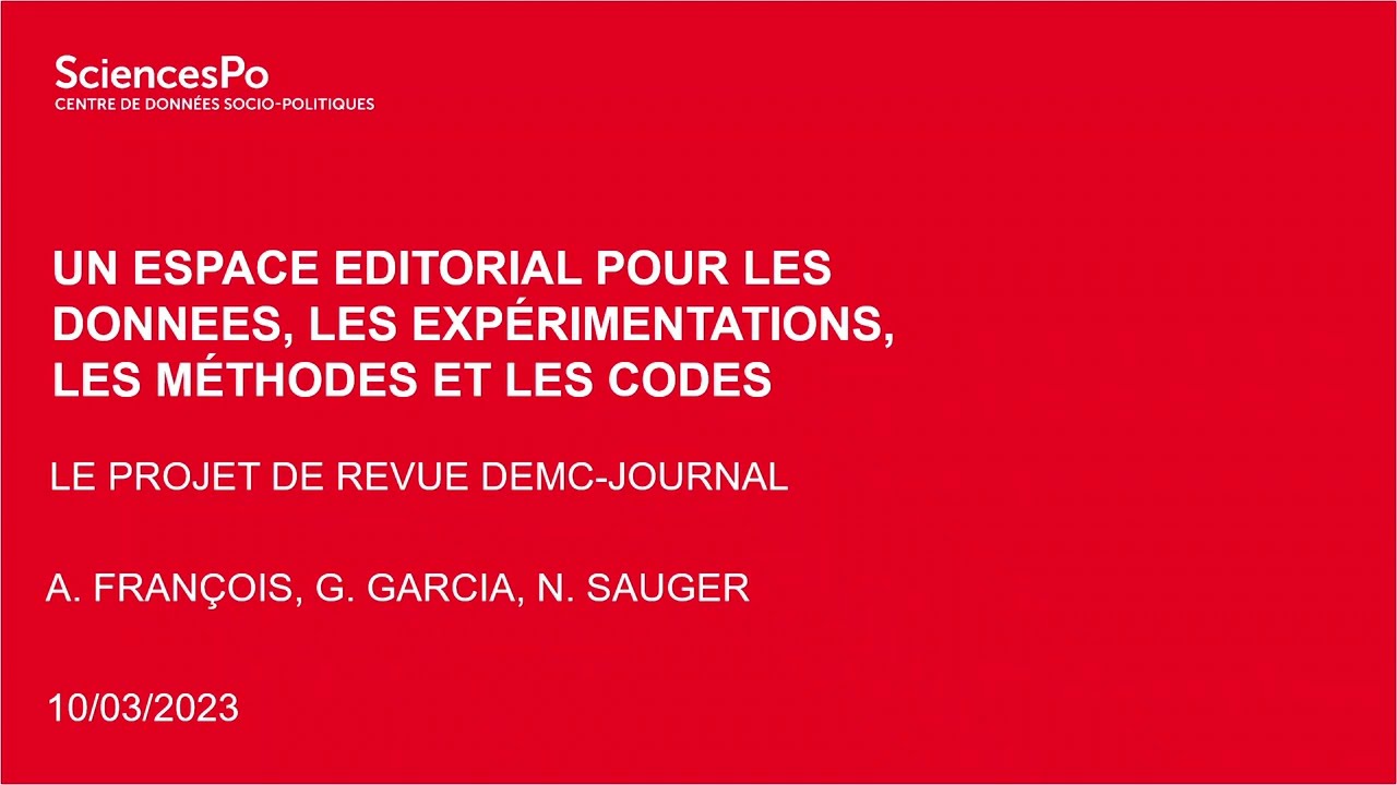 Un espace éditorial pour les données, les expérimentations, les méthodes et les codes - DEMC-Journal