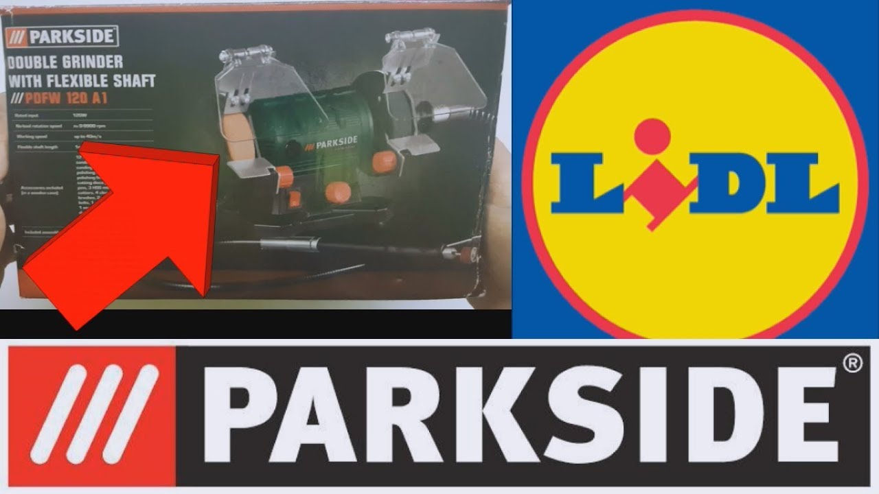LIDL PARKSIDE DOUBLE GRINDER WITH FLEXIBLE SHAFT BOX OPENING UNBOXING REVIEW PDFW 120 A1