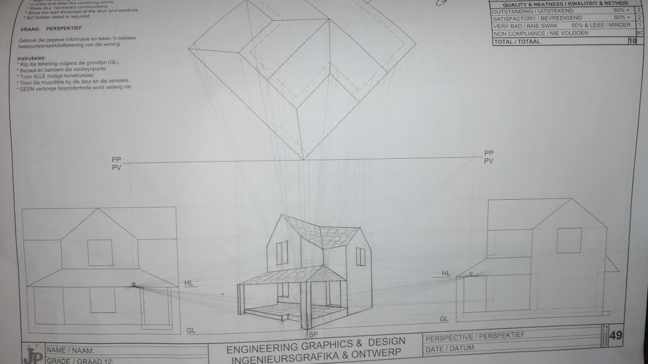 Engineering Graphic and Design/Grade 12, Two Points Perspective Drawing (C)
