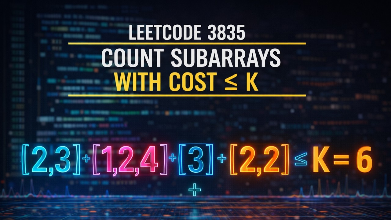 LeetCode 3835 – Count Subarrays With Cost Less Than or Equal to K | Sliding Window