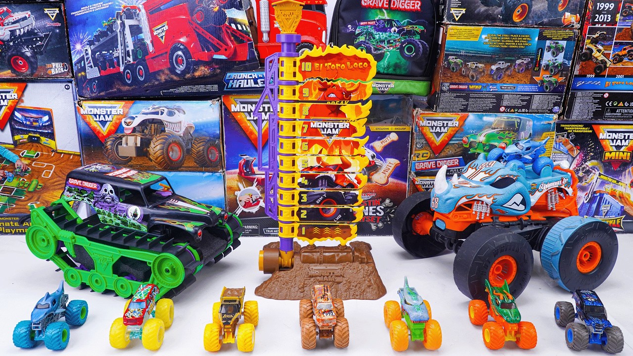 Monster Jam Collection Unboxing Review | Big Monster Trucks Transport Flatbed