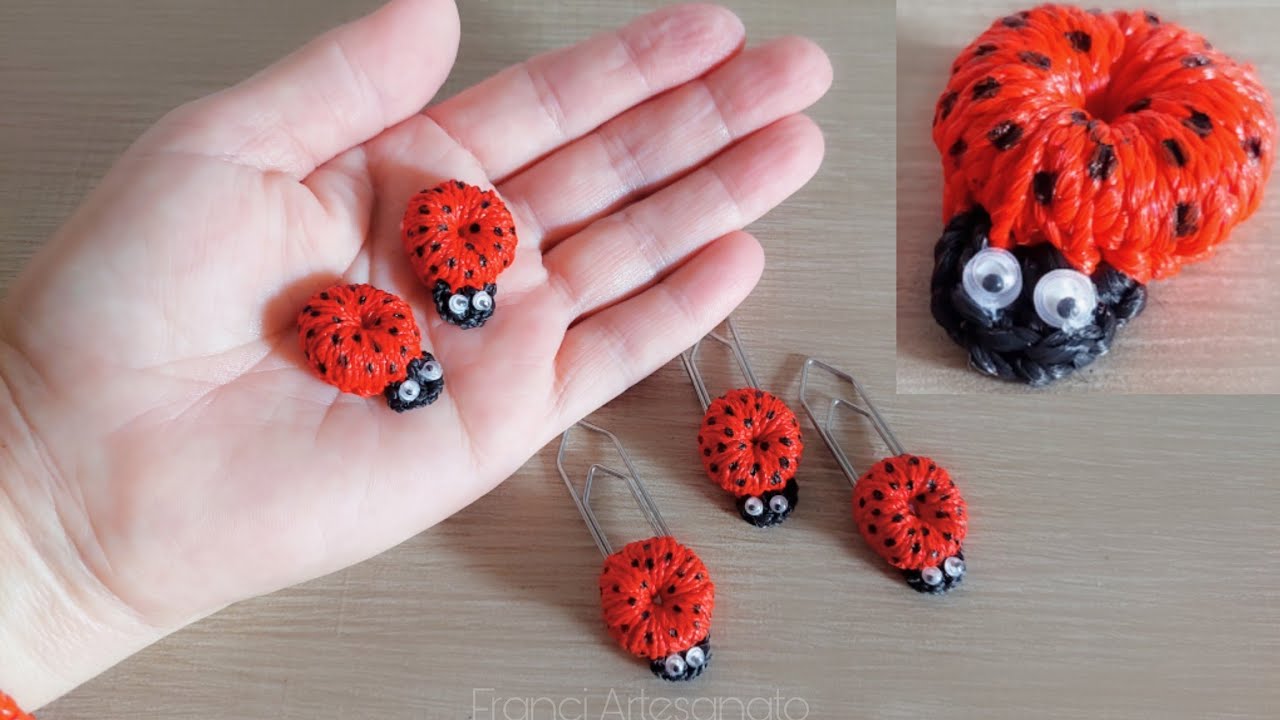 MINI JOANINHA DE CROCHÊ COM 2,5CM DE COMPRIMENTO PARA DECORAÇÃO🐞(CLIPS DECORADO) - FRANCI ARTESANATO
