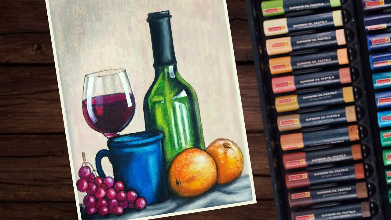 Still Life Drawing Easy Step by Step | Still Life Drawing with Oil Pastels Easy