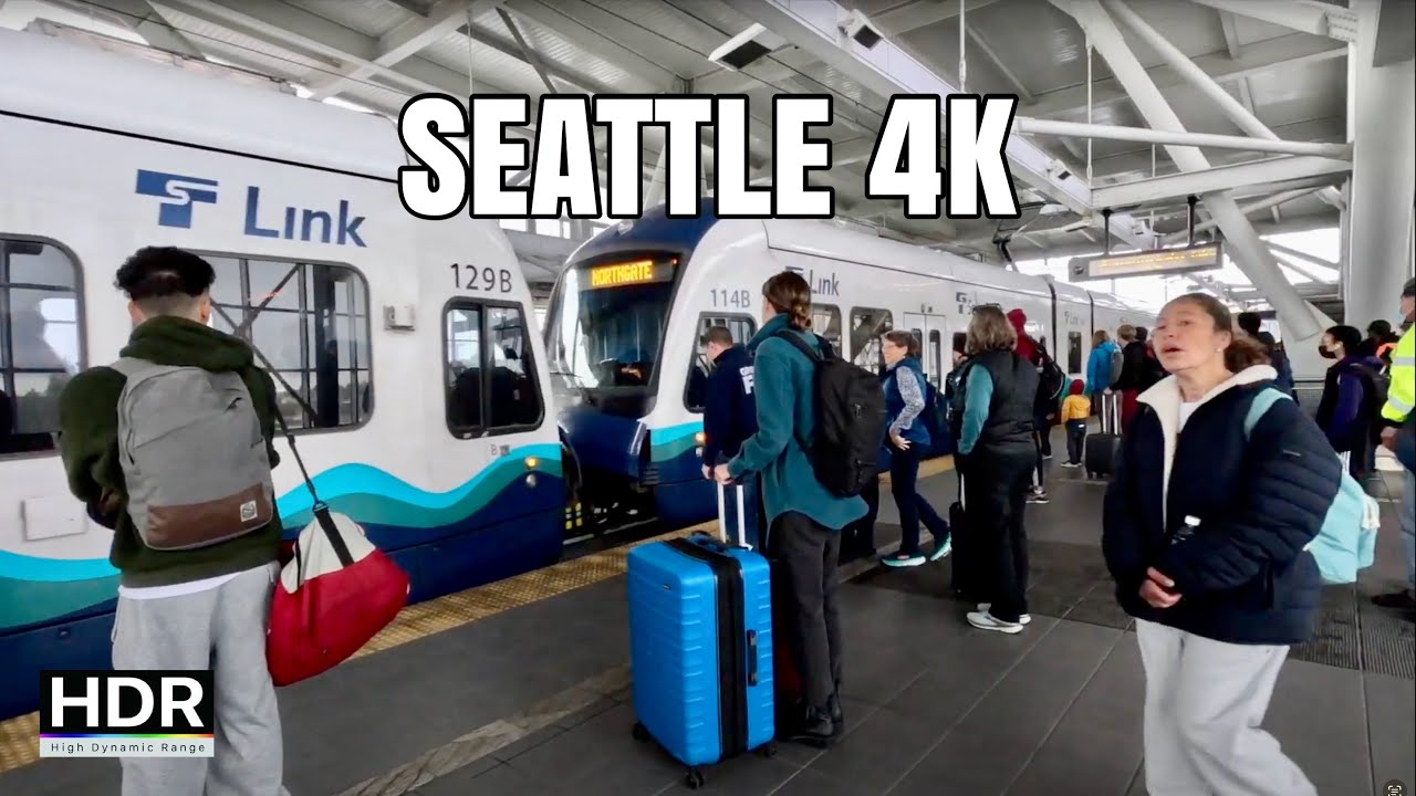 Downtown Seattle to Sea/Tac Airport via MonoRail and Link Light 4K