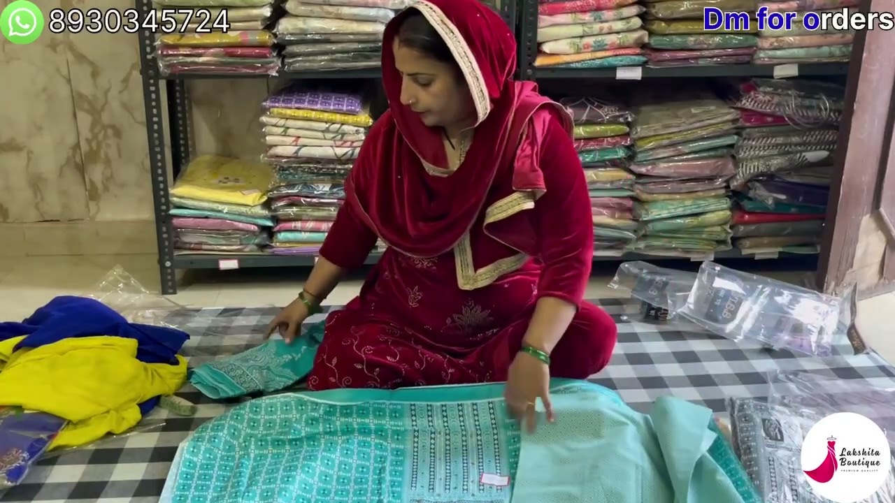 Pure cotton and jarjet suits available on lakshita boutique kharkhoda in cheap prices. 