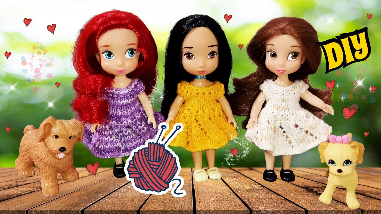 VESTIDO TEJIDO para MUÑECA con DOS AGUJAS DIY Tutorial Facil