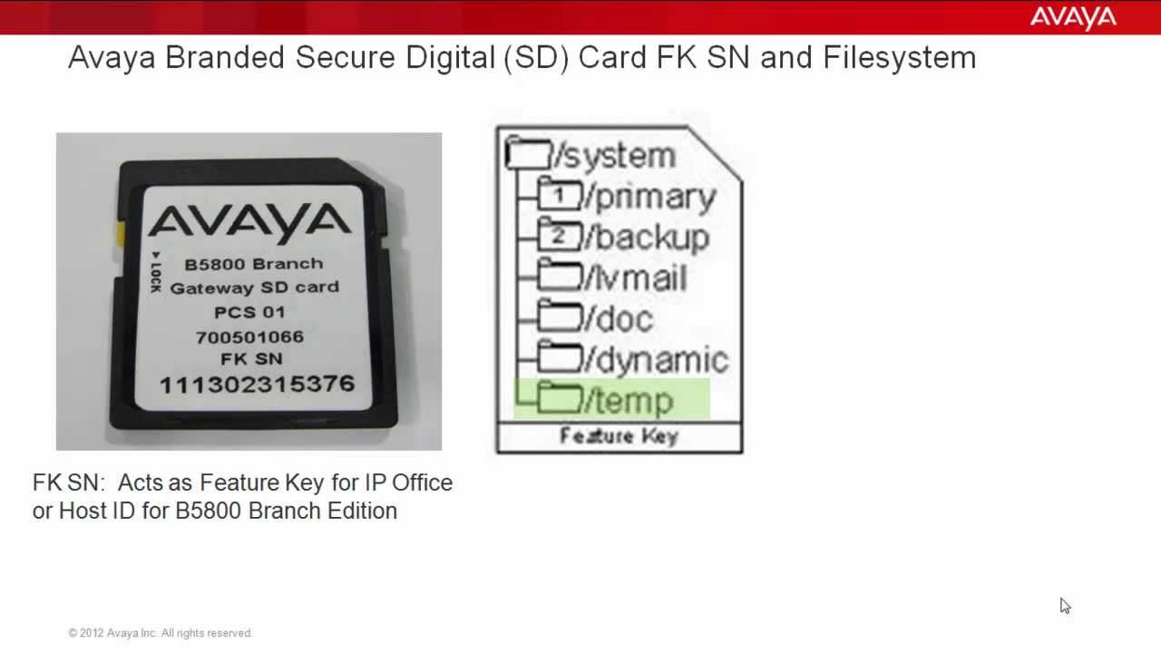 Avaya IP Office and Avaya B5800 Branch Gateway SD Card Management