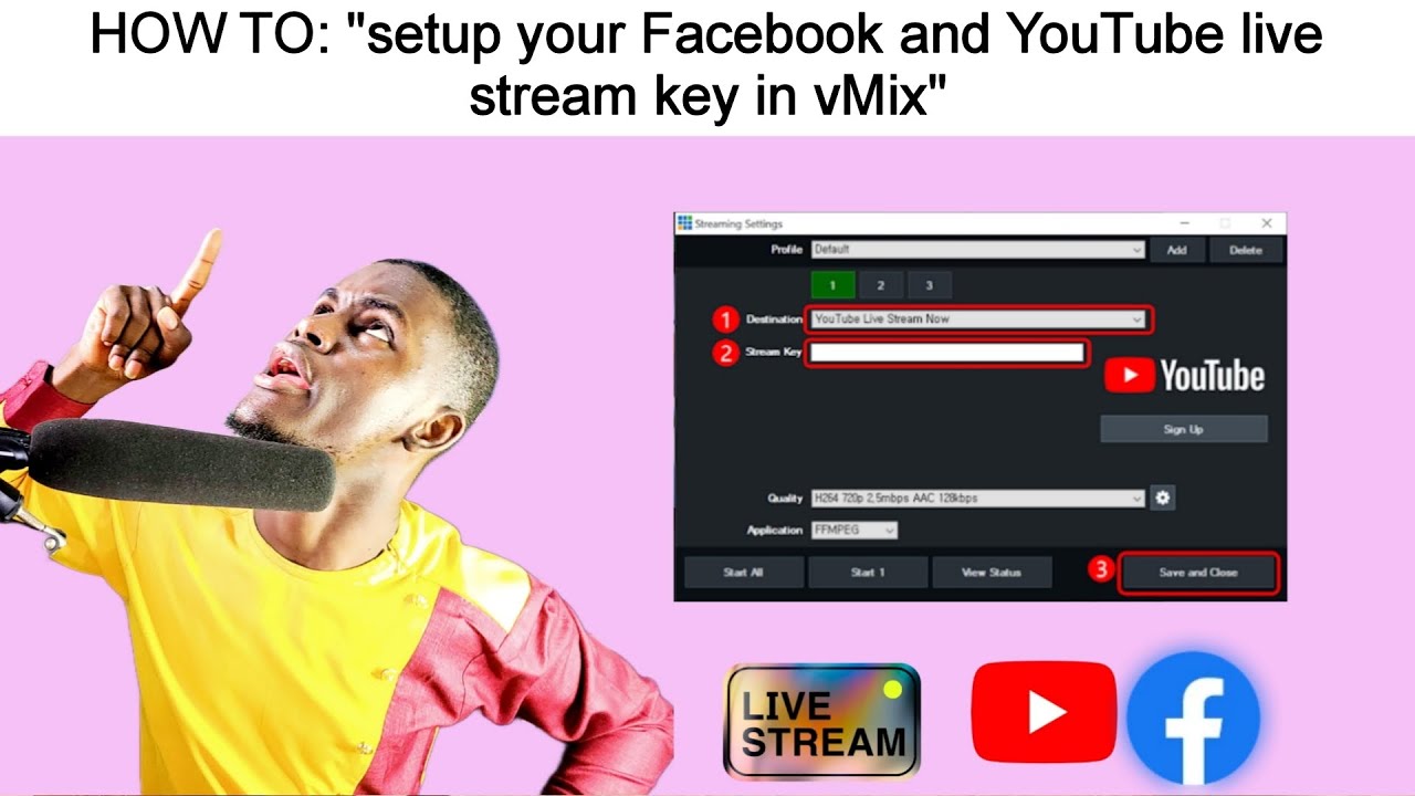 Как настроить ключ трансляции Facebook и YouTube в vMix — прямые трансляции на Facebook и YouTube