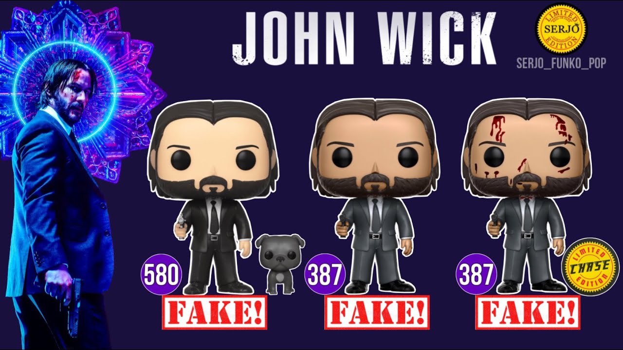 Comparisons of all 5 fakes by Funko POP! John Wick!