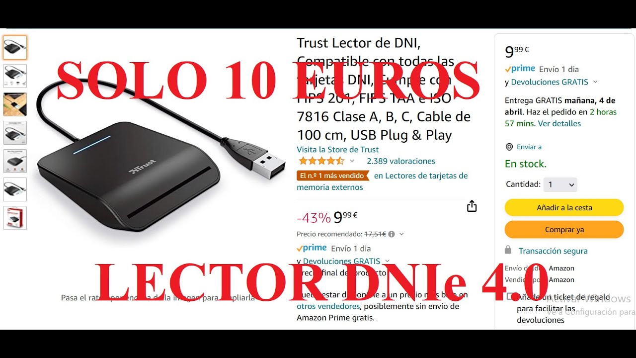 Trust Lector de DNI v3.0 y 4.0. Como usar el DNI electr&oacute;nico. Instalar DNIe en Windows. Amazon.