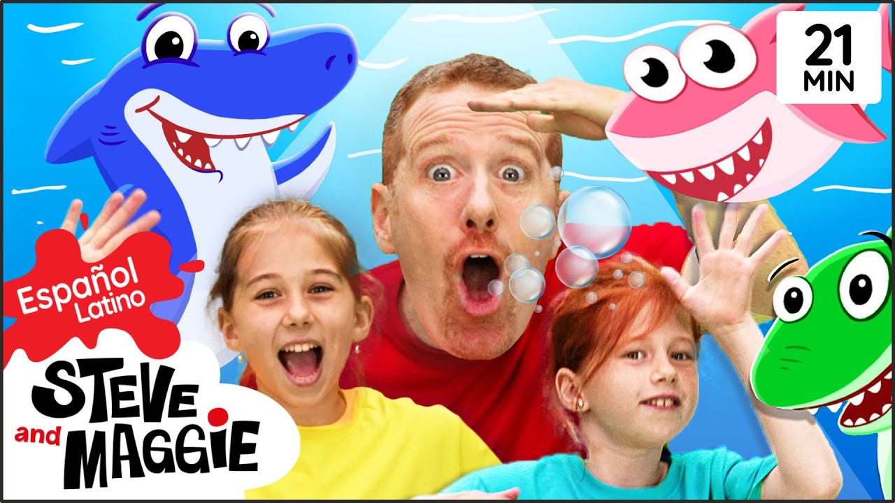 Dedos beb&eacute; tibur&oacute;n Canci&oacute;n familiar para ni&ntilde;os con Steve y Maggie Espa&ntilde;ol Latino + M&Aacute;S para ni&ntilde;os