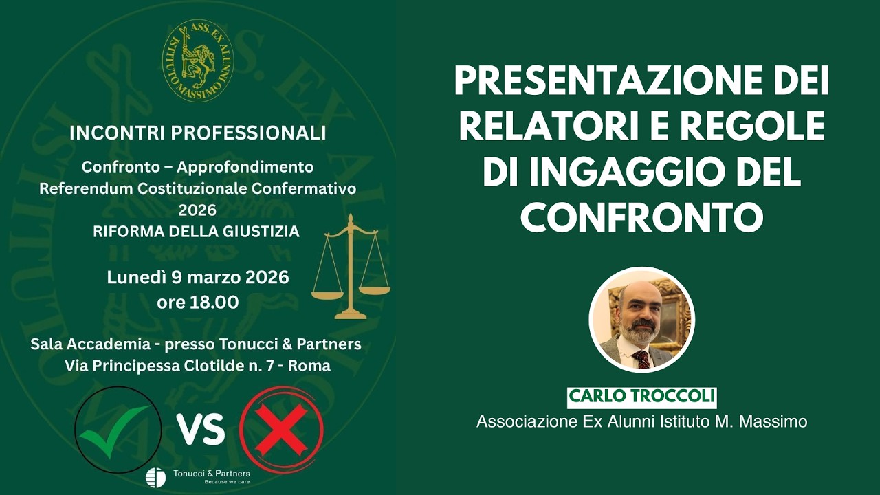 Incontri professionali Referendum Costituzionale Confermativo '26 Presentazione e regole di ingaggio