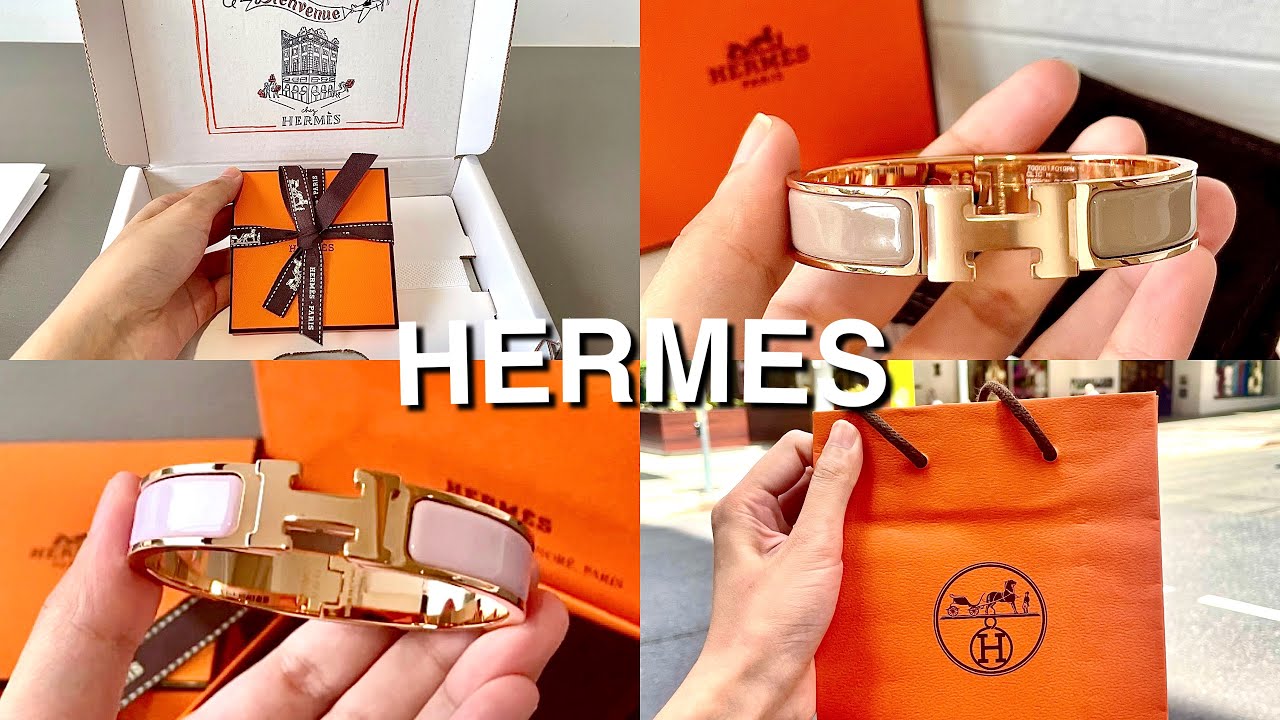 ✨Unbox ꔛ Hermes Rose Dragée & Marron Glacé Clic H bracelet with Rose Gold-Plated Hardware🌷🎟 ꔛ °