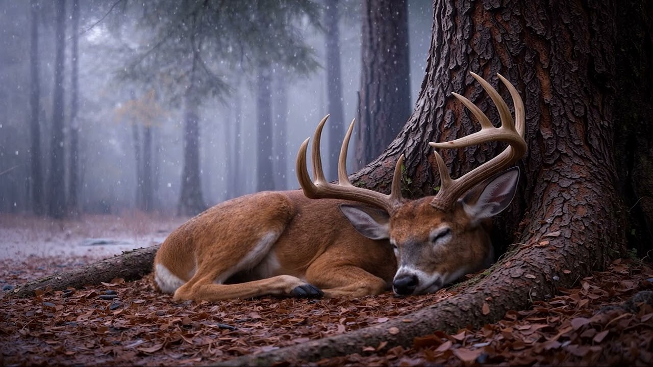 Peaceful Piney Woods Buck 🦌🌲 | Sleeping Deer, Soft Wind & Gentle Birds (10 Hours)