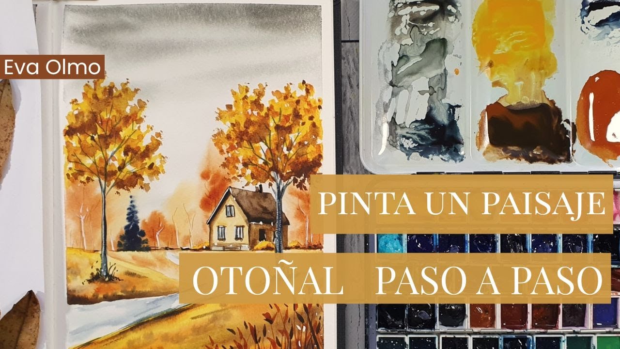Cómo pintar un paisaje otoñal con acuarelas paso a paso | Tutorial fácil para principiantes