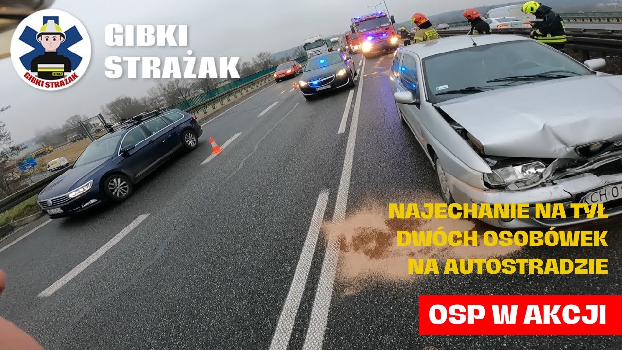 NAJECHANIE NA AUTOSTRADZIE DWÓCH SAMOCHODÓW OSOBOWYCH [OSP ALARMOWO]