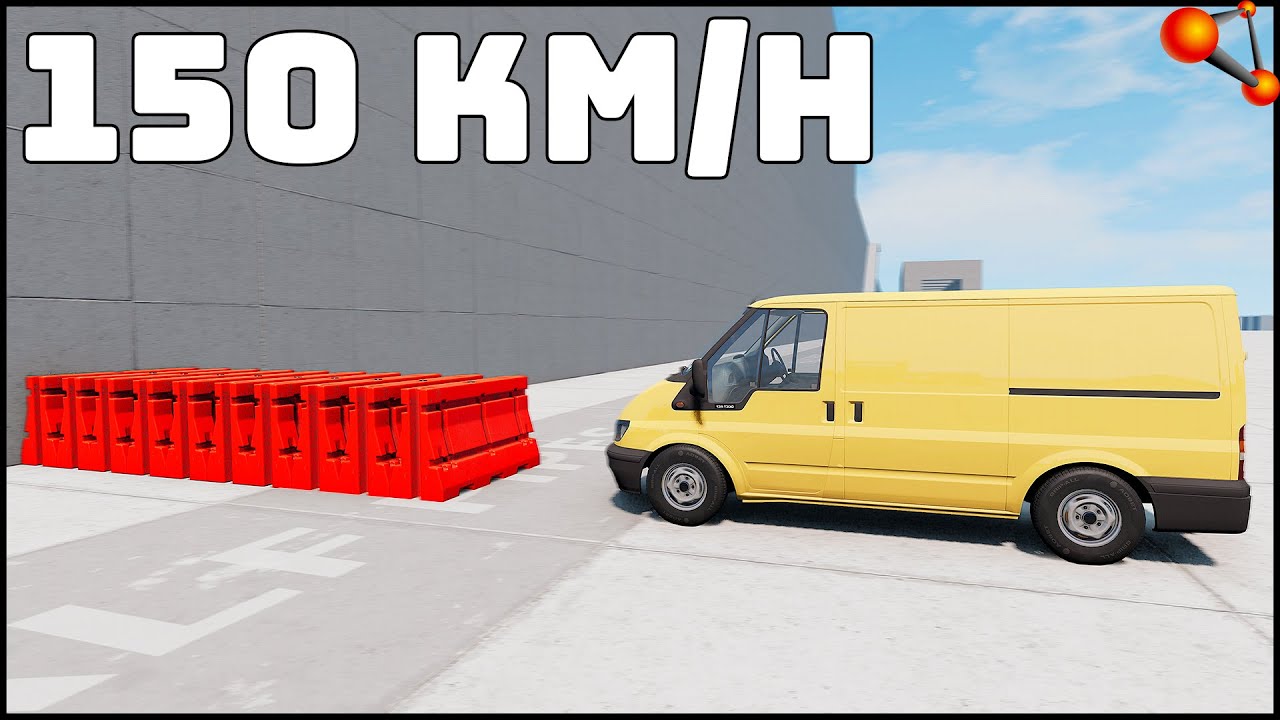 PLASTIC BARRIER vs FORD TRANSIT! 150 Km/H CRASH TEST! - BeamNg Drive
