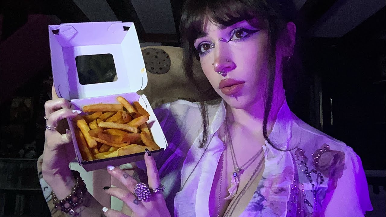 Fries & Plant-Based Chicken Mukbang ASMR | Cupped Eating Sounds, Whispering