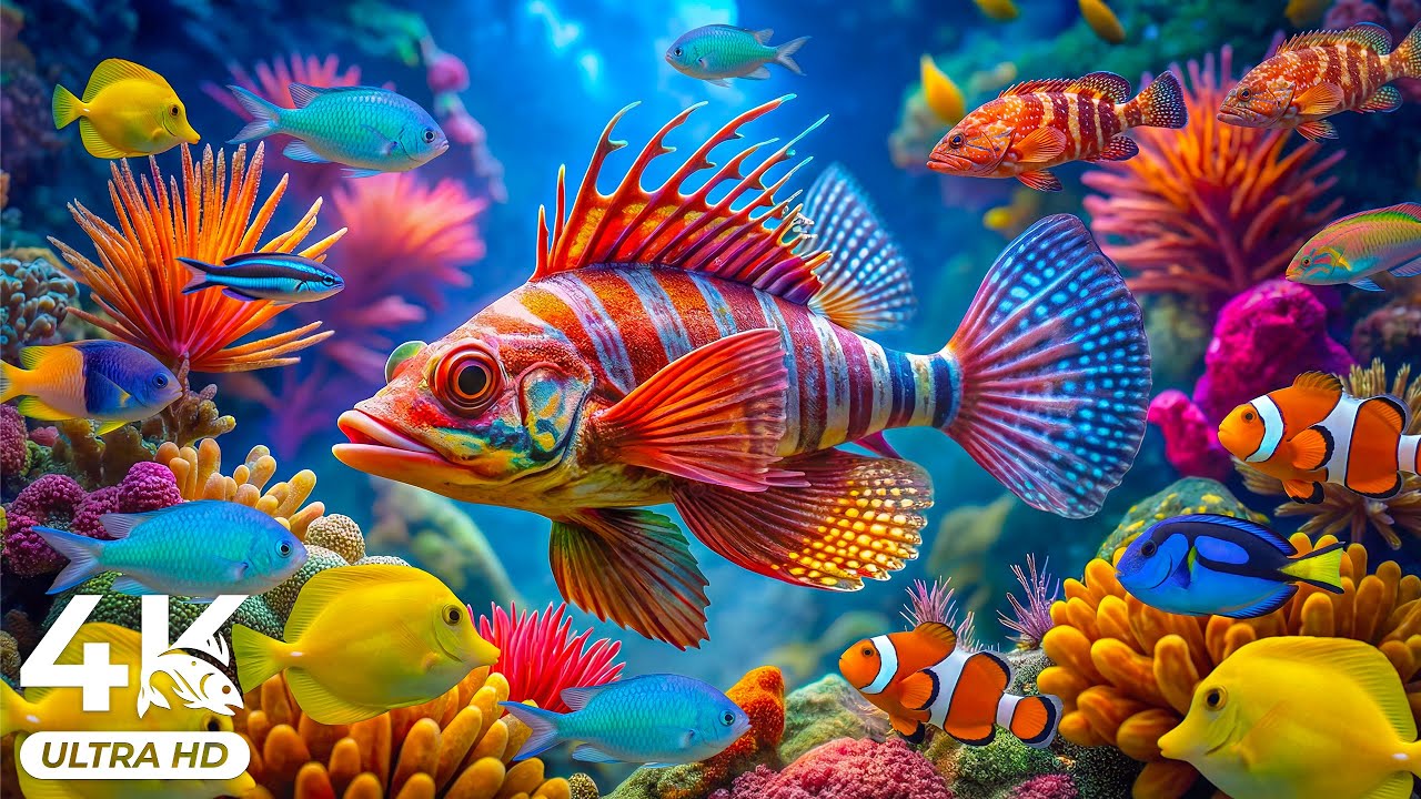 AQUARIUM 4K (ULTRA HD) – Peaceful Ocean Scenes with Flowing Fish and Calm Sleep Atmosphere