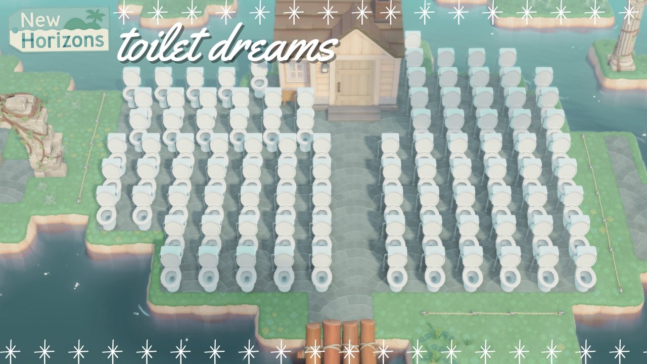 a strangely beautiful toilet-themed home | animal crossing new horizons
