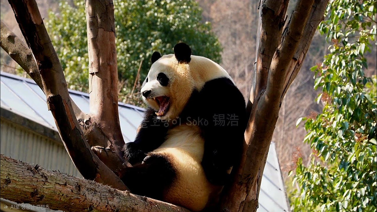 잘 자고 새로운 사육사님의 콜링에 일어나서 하품 하는 푸야~!! | 2월 17일 오후(푸바오 실시간) Panda Fubao