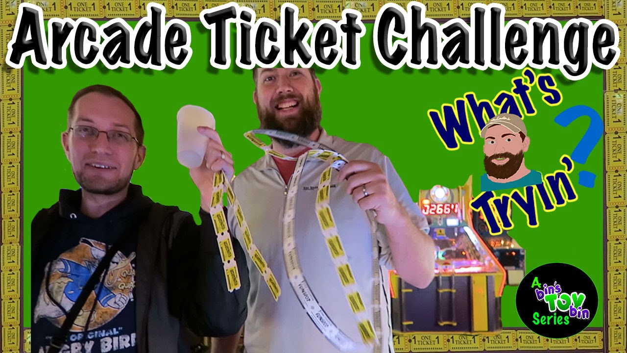 Arcade Ticket Challenge! Ryan vs. Jon! Who Will Win?? | What's Ryan Tryin' | Bin's Toy Bin