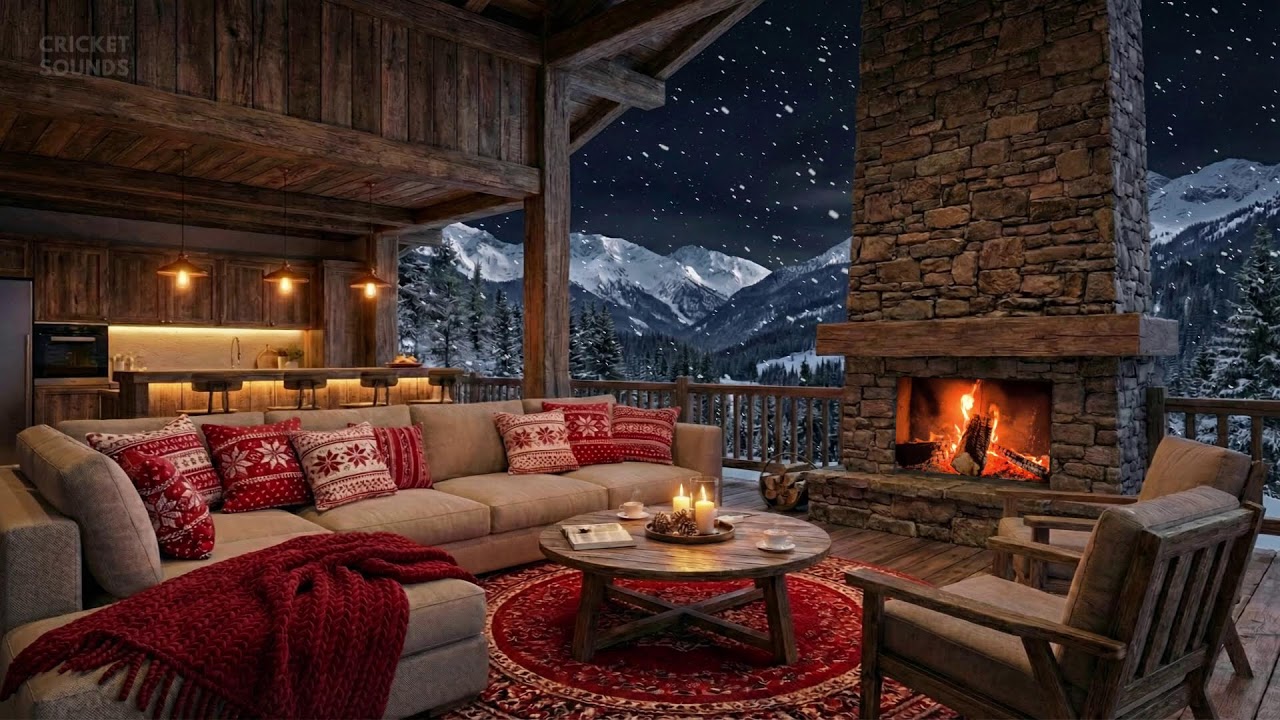 Winter Snowfall Haven 🎹 Smooth Jazz & Crackling Fire for Study and Relax
