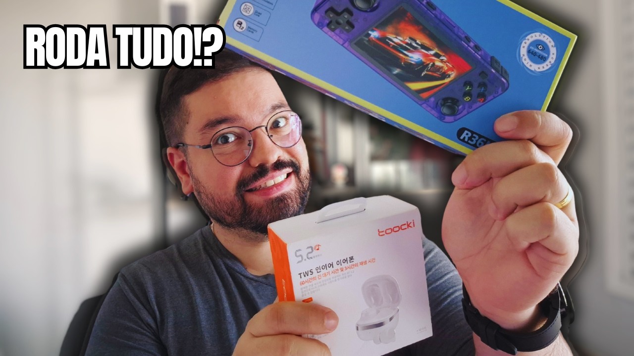 Menos de 50 dólares! Console Portátil Boyhom R36H e fone Toocki TWS, unboxing e teste rápido