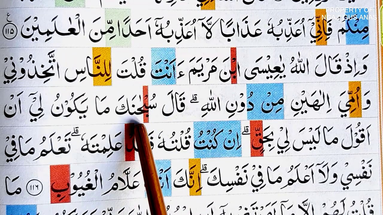 BELAJAR NGAJI QURAN Pelan-Pelan Surah AL-MAIDAH AKHIR Ayat 114-120