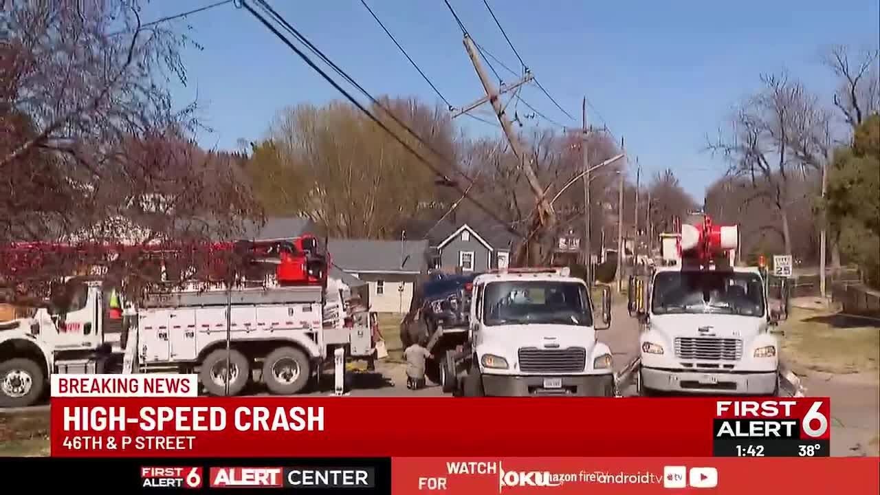 Crash takes out power pole in South Omaha neighborhood