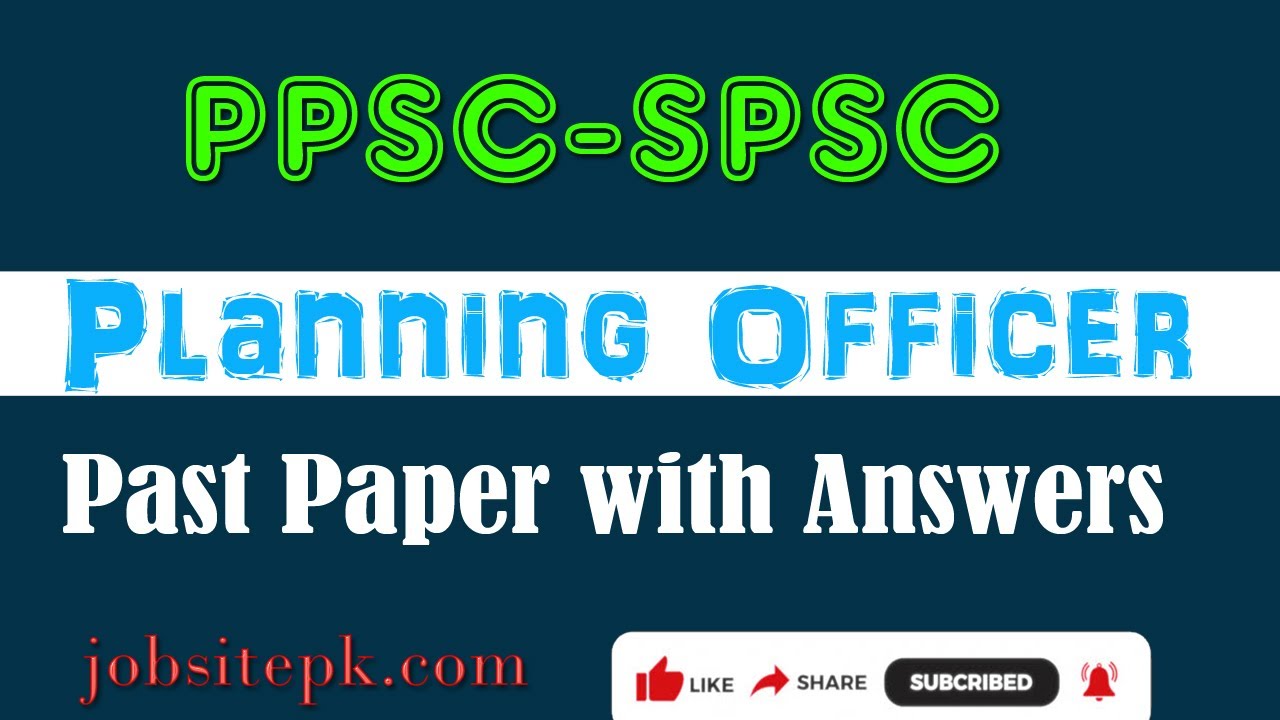 Past Solved Paper of Planning Officer BPS 17 |  SPSC - PPSC Past Planning Officer Paper Jobsitepk