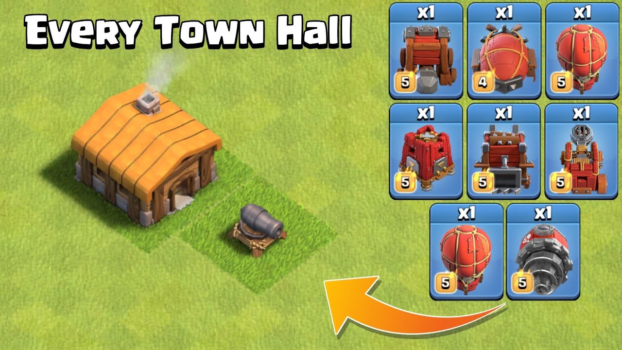 Every Town Hall vs All 1 Max Siege Machine | Clash of Clans