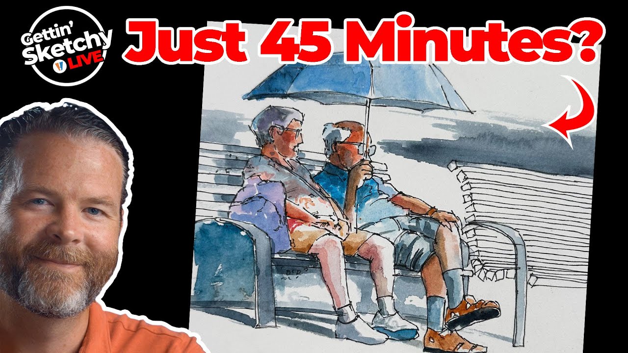 Can I Draw an Urban Sketch of People LIVE in 45 Minutes? - Gettin' Sketchy