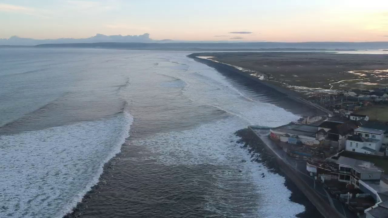 Westward Ho Devon early morning Aerial Video