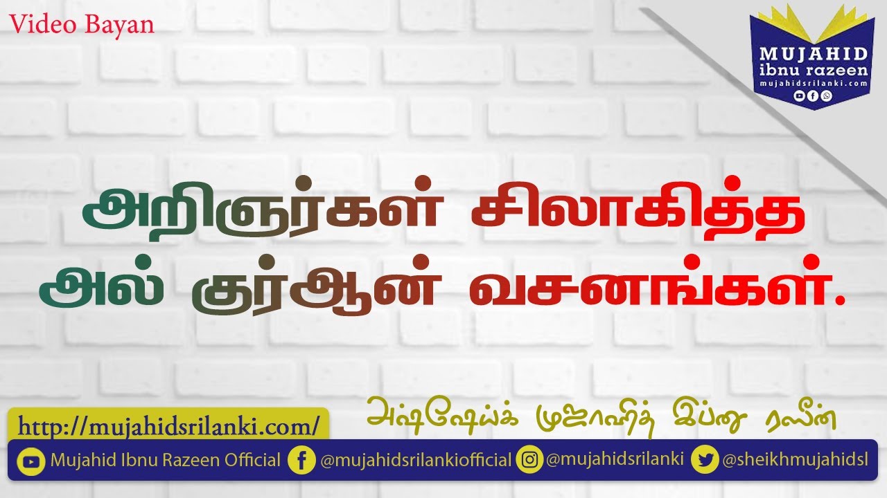அறிஞர்கள் சிலாகித்த அல் குர்ஆன் வசனங்கள் | Mujahid Ibnu Razeen | Video Bayan