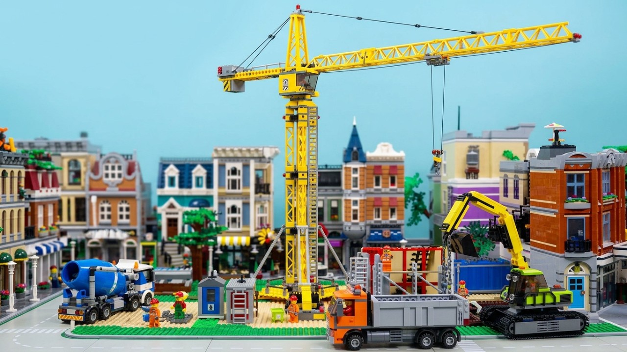 Lego City Construction Crew Construction site ( tower crane 7905, excavator, concrete mixer,  truck)