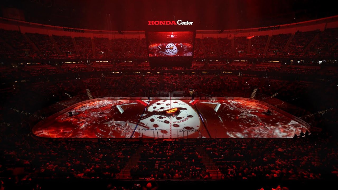 Anaheim Ducks Projection Mapping Show -  FPV Drone Fly Through at Honda Center