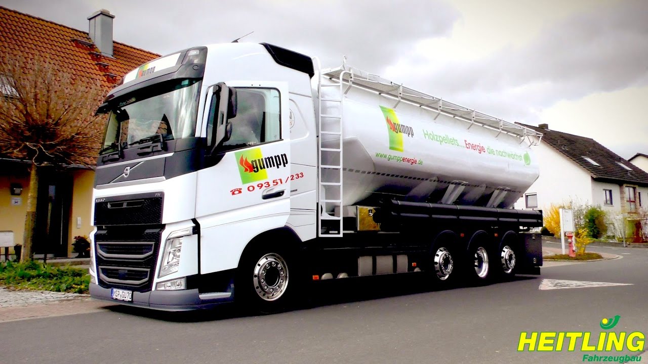 Heitling Fahrzeugbau / Heitling 32 T Silo-Pellet-Aufbau / Praxisvideo bei Firma Gumpp