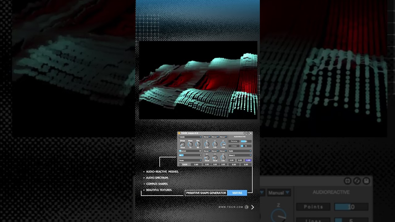 Audio-reactive 3d landscape with Mayas #device |  #t3x2r #maxforlive #visual | #short