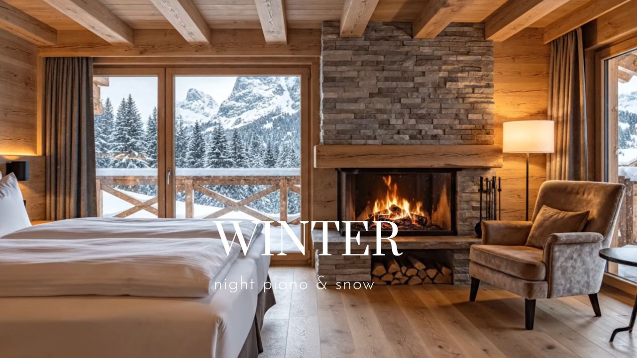 European Winter Snowfall Through a Window  Cozy Relaxing Ambience for Sleep  Focus