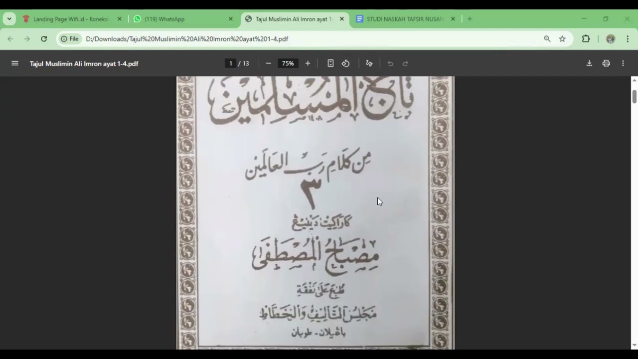 Kitab Tajul Muslimin QS ALI IMRON - Mukaddimah
