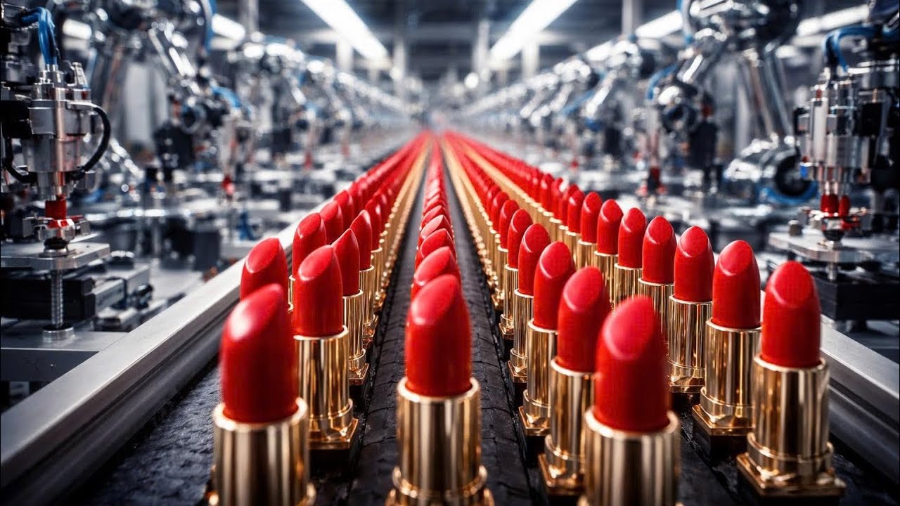 production line raw minerals to high end crimson red lipstick ( Raw Material Magic )
