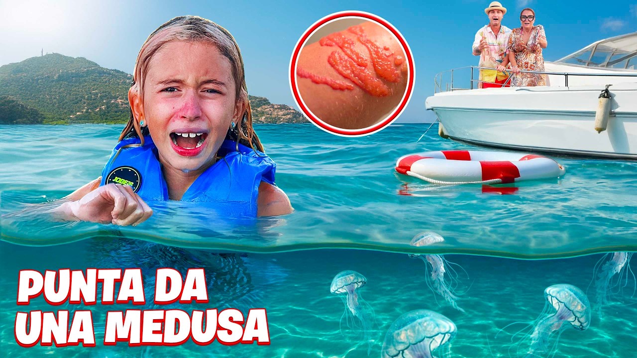 GIORGIA VIENE PUNTA DA UNA MEDUSA MENTRE È IN BARCA CON PAPÀ SALVO! ANDIAMO IN OSPEDALE!