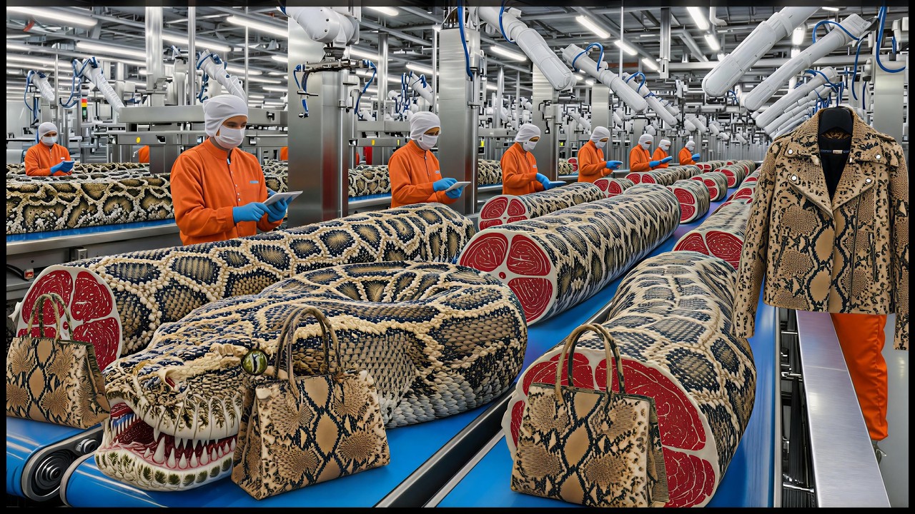 Inside the Modern Python leather Factory: The Incredible Process Making bags and Jackets ( PROCESS).