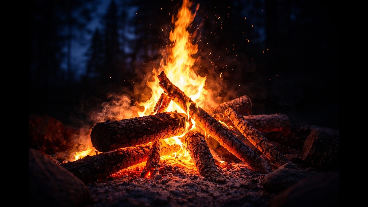 Fogata Nocturna con Sonido de Grillos 🔥🌙 | Relajación Profunda, Alivio de Ansiedad y Sueño Reparador