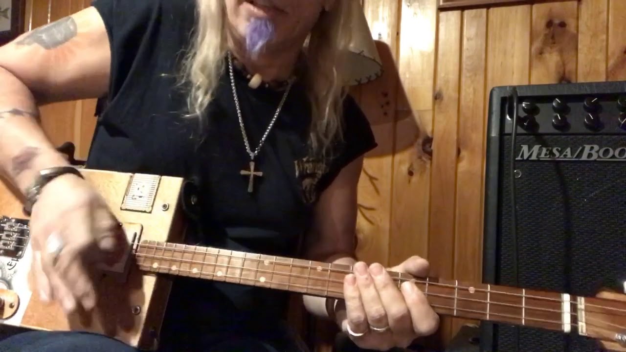 Roadhouse Blues easy beginner Doors lesson for 3 string Cigar Box Guitars