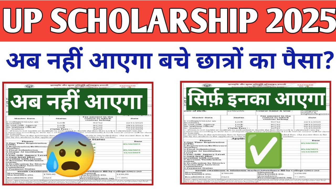 UP Scholarship Payment News 2025-26 | UP Scholarship Latest News Today 2025-26