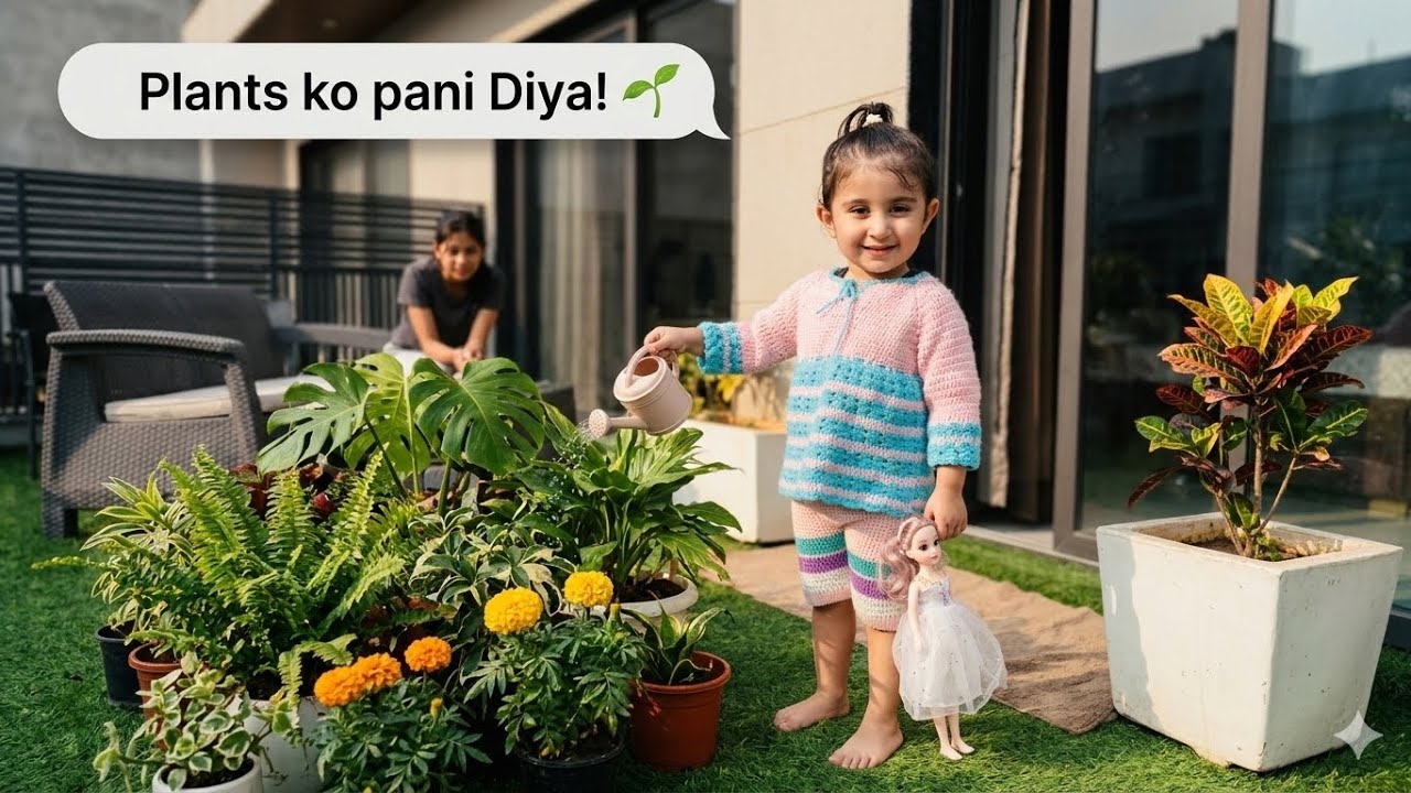 Plants ko pani diya 🪴| Meena aur Ineisha ne garden saaf kar diya | mali nahi aya | mannu Pannu vlogs