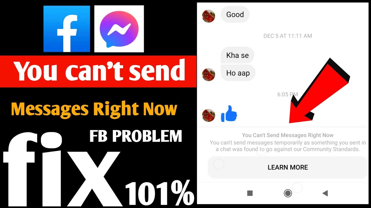 You can't send messages right now messenger | fb messenger messeng not sending
