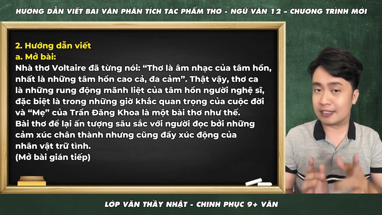 Viết bài văn 600 chữ phân tích một tác phẩm THƠ - ngữ văn 12 - lớp văn thầy Nhật